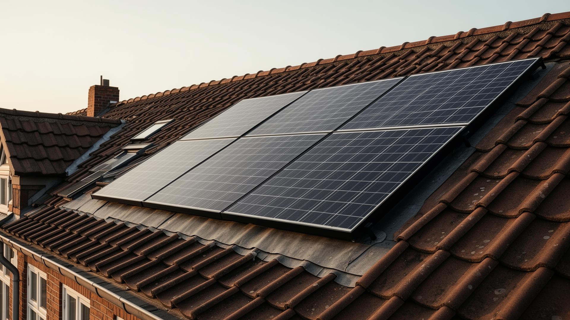 Dach mit Photovoltaik im Bestand